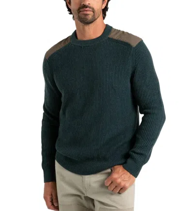 Duck Head Patton Merino Crewneck Sporting Sweater In Legion Blue Heather In Green