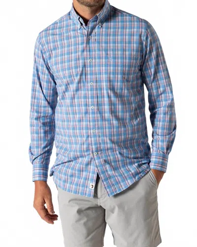 Duck Head Performance Poplin Marcus Plaid Sport Shirt In Lake Blue