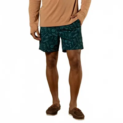 Duck Head Print Sailport Swim Short In Midnight Teal In Multi