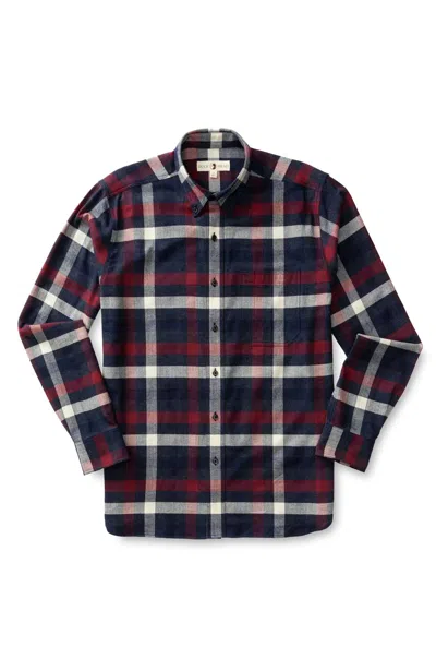 Duck Head Shelton Plaid Cotton Flannel Sport Shirt In Burnt Russet In Multi