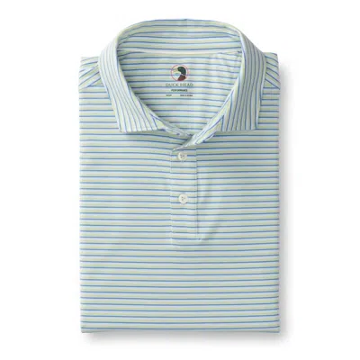 Duck Head Summerford Performance Polo In Wharf Stripe Pear Green In Blue