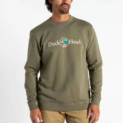 Duck Head Vintage Logo Crewneck Sweatshirt In Field Grey In Green