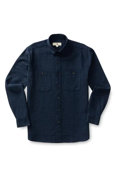 Duck Head Westover Solid Cotton Quilted Sport Shirt In Navy Heather In Blue