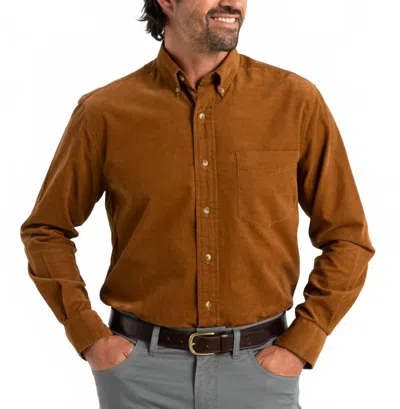 Duck Head Whitman Corduroy Sport Shirt In Dark Amber In Brown