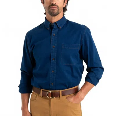 Duck Head Worley Cotton Denim Long Sleeve Shirt In Indigo Solid
