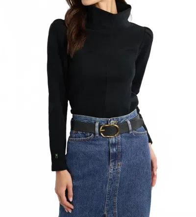 Dudley Stephens Camilla Puff Sleeve Turtleneck Top In Black
