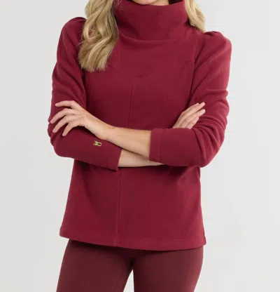 Dudley Stephens Camilla Puff Sleeve Turtleneck Top In Burgundy In Red