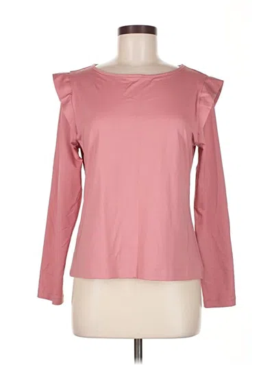 Pre-owned Dudley Stephens Long Sleeve Top Pink Ruffles Neckline Tops