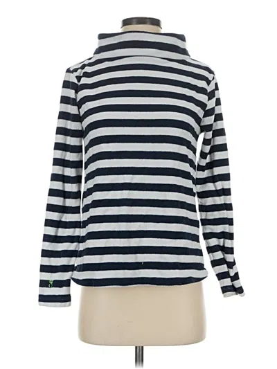 Pre-owned Dudley Stephens Long Sleeve Top Silver Stripes Pattern Turtleneck Tops