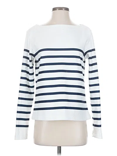 Pre-owned Dudley Stephens Long Sleeve Top White Boatneck Tops