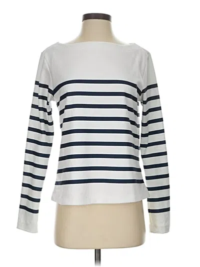 Pre-owned Dudley Stephens Long Sleeve Top White Boatneck Tops