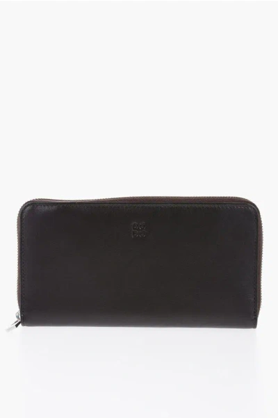 Dudu Bags Leather Continental Wallet With Zip Closure In Black