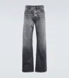 Due Diligence Wide-leg Distressed Jeans In Grey Wash