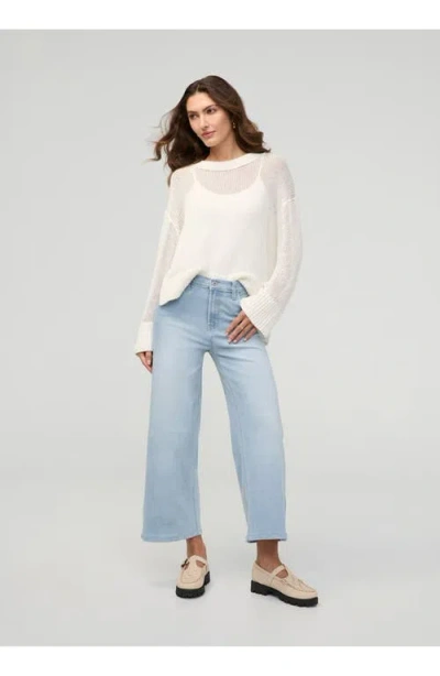 Duer Performance Denim High Rise Wide Leg Crop In Blue