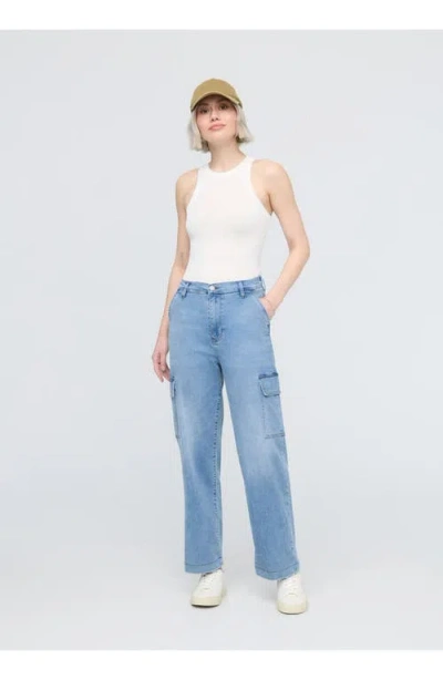 Duer Performance Denim Lite High Rise Cargo In Blue