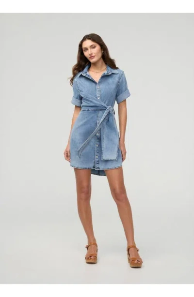 Duer Performance Denim Lite Wrap Shirt Dress In Blue
