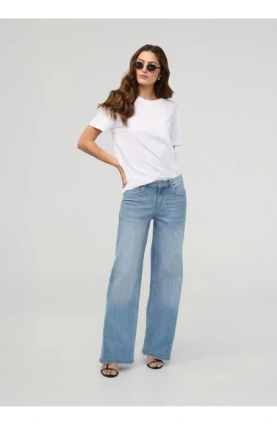 Duer Performance Denim Mid Rise Loose Straight In Blue