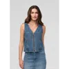 Duer Performance Denim Zip Front Vest In Blue