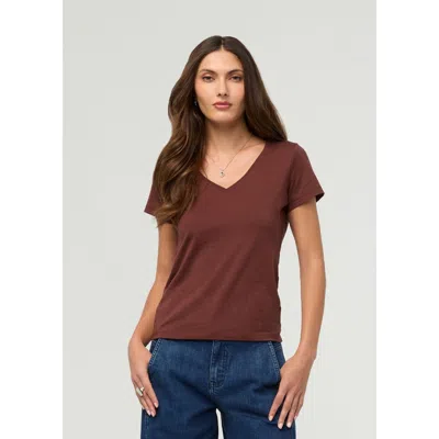 Duer Purepima Slim V-neck In Chestnut