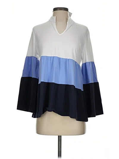 Pre-owned Duffield Lane 3/4 Sleeve Blouse In Blue