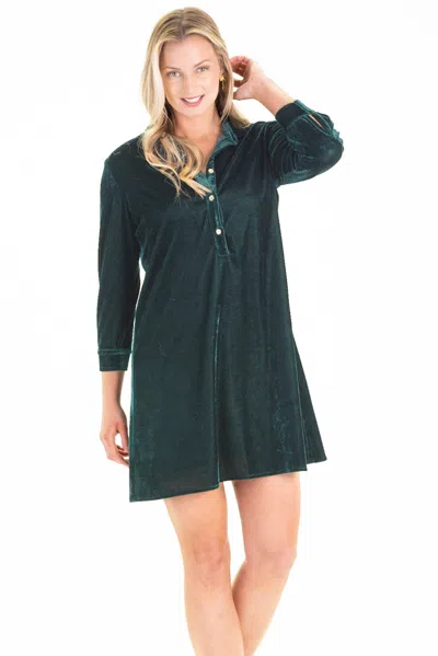 Duffield Lane Alexis Dress In Evergreen Velvet