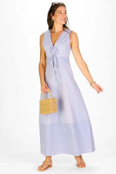 Duffield Lane Allister Dress In Navy & White Stripe