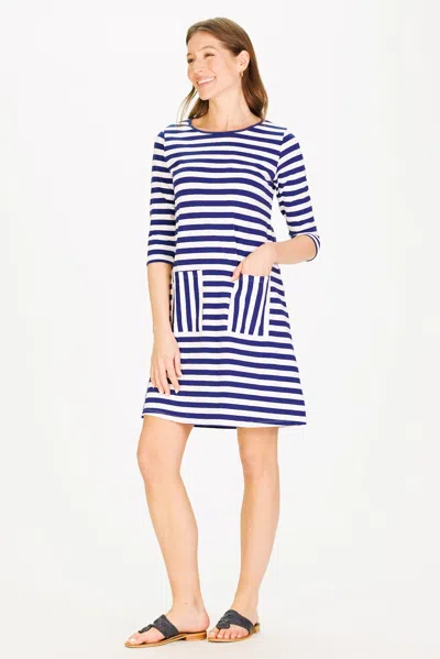 Duffield Lane Anniversary Bloomfield Dress In Royal Navy Stripe