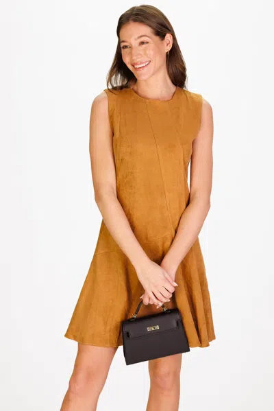 Duffield Lane Arianna Dress In Brown Stretch Suede