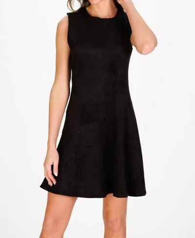 Duffield Lane Arianna Dress In Black Stretch Suede In Multi