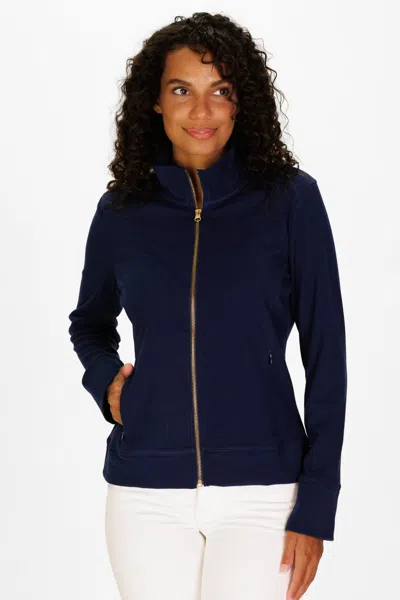 Duffield Lane Ayla Zip Up In Navy Supersoft