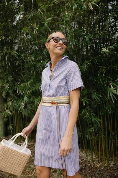 Duffield Lane Banks Dress In Driftwood Blue Stripe