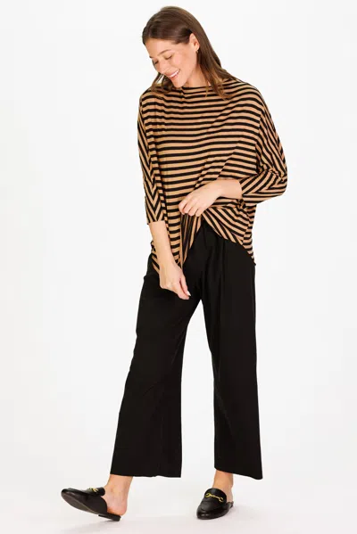 Duffield Lane Betsy Top In Black & Brown Knit Stripe