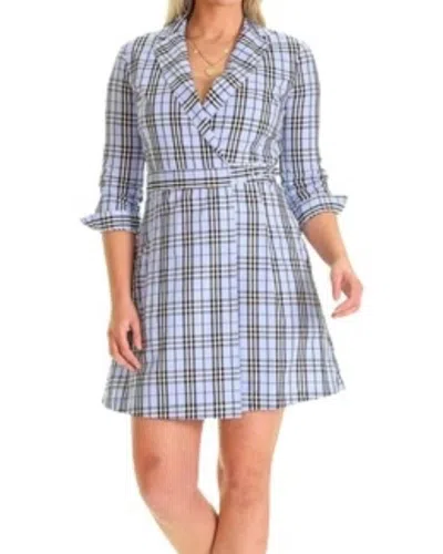Duffield Lane Bianca Wrap Dress In Sky Plaid In Multi