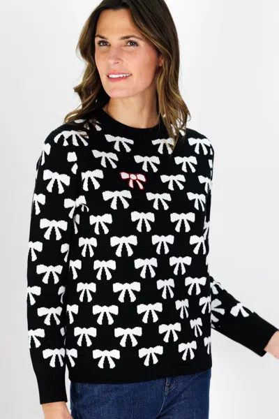 Duffield Lane Bow Crew Neck Sweater In Black