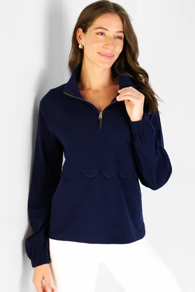 Duffield Lane Breslin Quarter Zip In Navy Supersoft