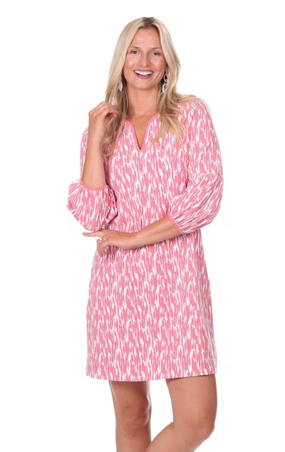 Duffield Lane Brianne Dress In Strawberry Brush Print In Pink