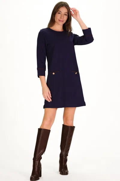 Duffield Lane Caitlyn Dress In Navy Ponte