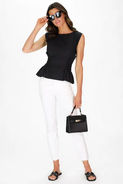 Duffield Lane Camden Top In Black Silky Oxford