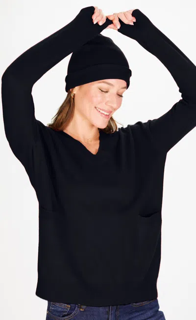 Duffield Lane Cashmere Maude Hat In Caviar Shimmer