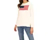 Duffield Lane Casual Crew Neck Flag Sweater In Ivory In White