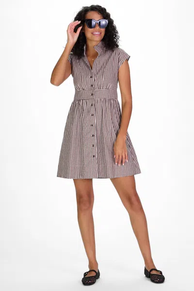 Duffield Lane Cece Dress In Brown Gingham