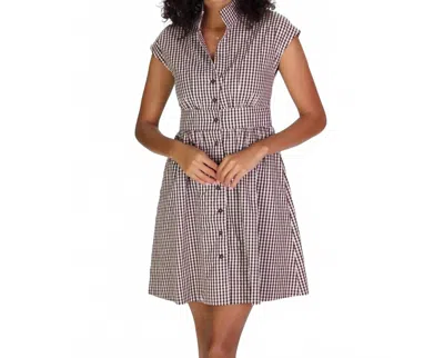 Duffield Lane Cece Mini Dress In Brown Gingham In Multi