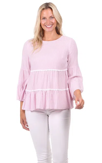 Duffield Lane Charlie Top In Pink Stripe