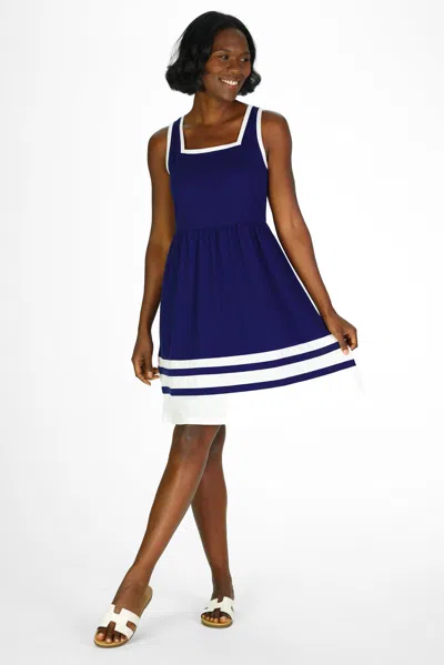Duffield Lane Cheyenne Dress In Royal Navy And White