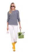 Duffield Lane Claire Top In Navy & White Stripe In Blue