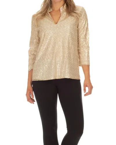 Duffield Lane Claudia Tunic In Gold Sequins In Beige