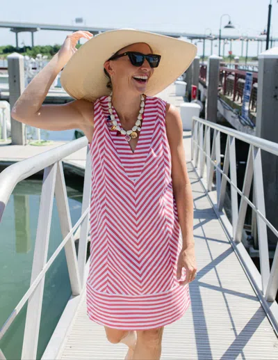 Duffield Lane Cove Dress In Red Stripe