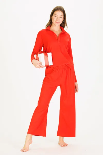 Duffield Lane Cropped Peri Pant In Red Supersoft