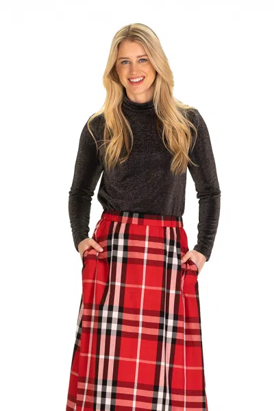 Duffield Lane Dianna Turtleneck Top In Black Shimmer Knit