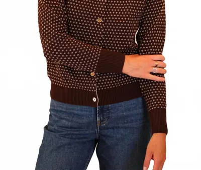 Duffield Lane Drop Shoulder Relaxed Fit Cardigan In Brown/floral Combo In Black